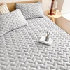 2025 New Solid Color Waterproof Bed Hat Wavy Cotton Anti-bacterial Mattress Cover Protector Skin-friendly Bed Cover with Elastic 3