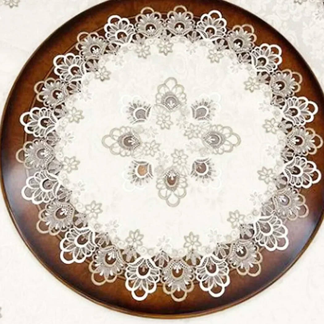 European Modern Fabric Lace Trim Hotel Restaurant Banquet Party Big Tablecloth Bedroom Balcony Small Round Table Cloth Tapete - 4