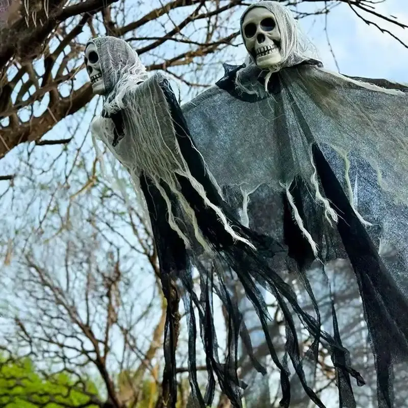 Spooky Hanging Skull Ghost Decoration