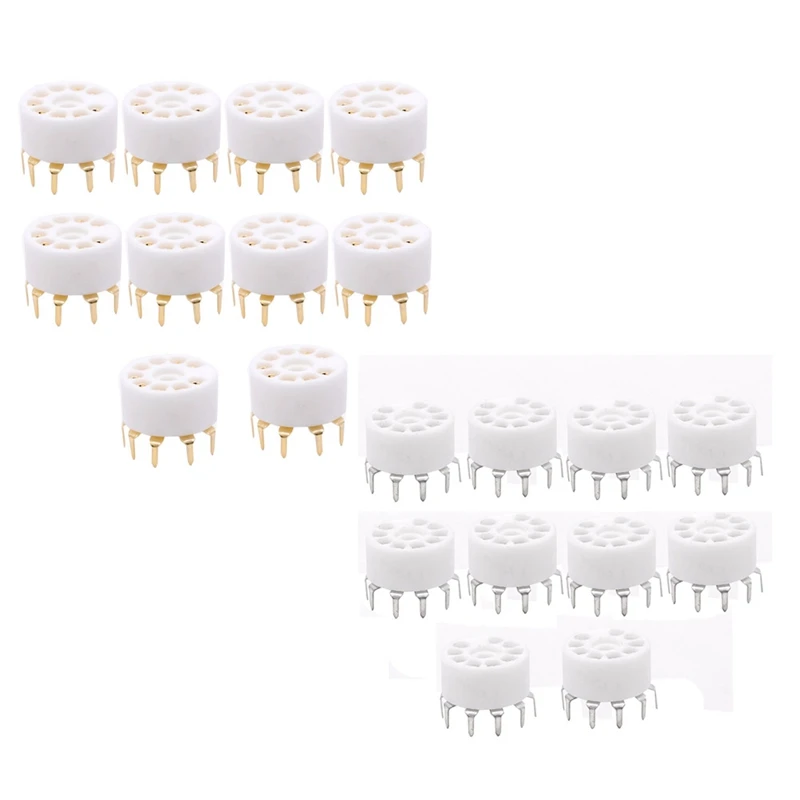 

10PCS Ceramic Tube Sockets For 12AX7 12AT7 12AU7 6DJ8 ECC82 5670 6922 Hifi Audio Vintage AMP Gold