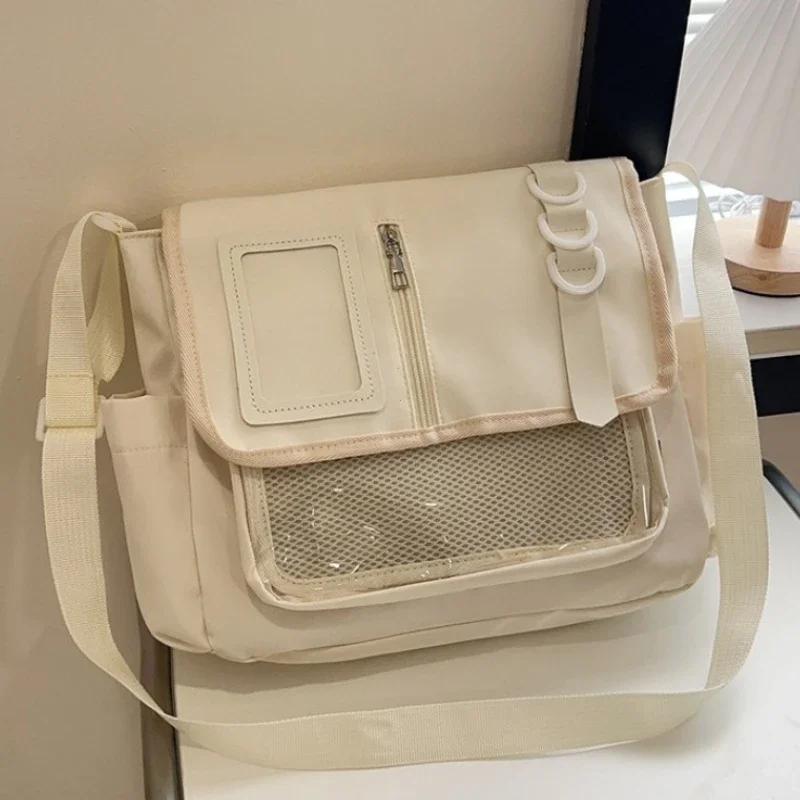 Y2K Japanese Harajuku School Bags for Girls New Transparent Itabag Shoulder Crossbody Bag DIY Badges Display Plate Ita Bag