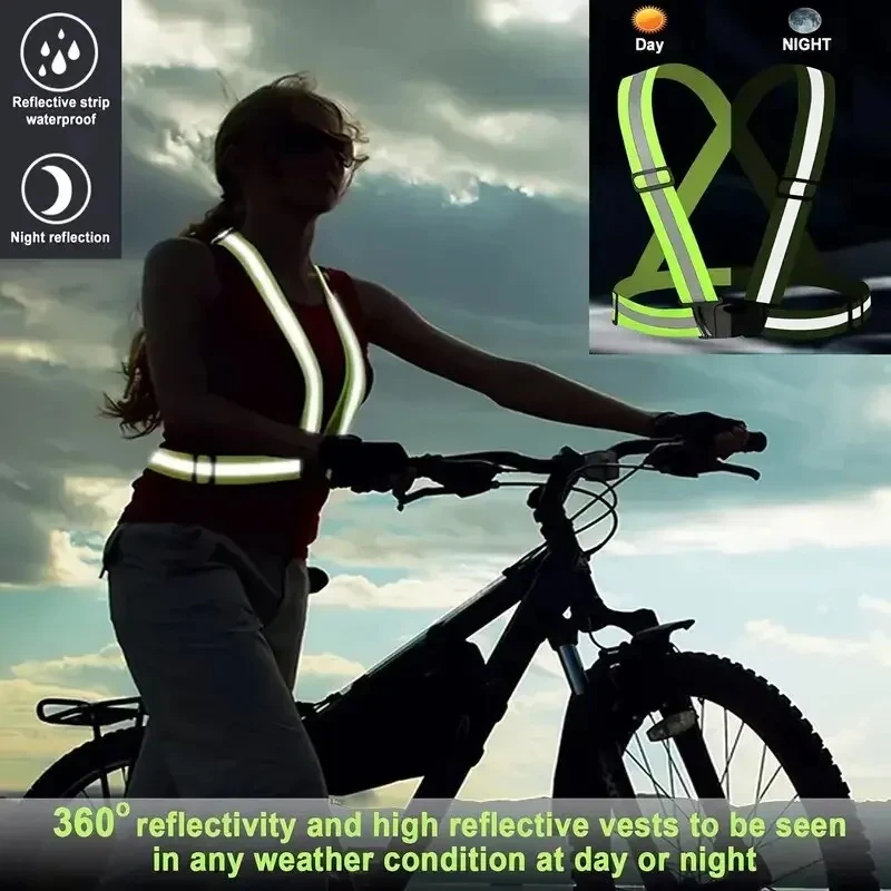 Cycling Reflective Vest High Visibility Safety Vest for Night Riding Running Bicycle Motorcycle Outdoor Sports Elastic Band