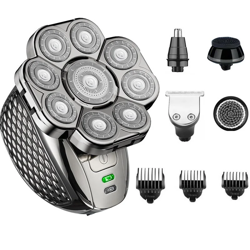4D Head Shavers for Bald Men Upgraded 9 Floating Heads 6-in-1 Rechargeable Waterproof Wet Dry Bald Head Shavers for Men rotary shaver electric razor electric shaver electrical rotary shaver cordless shaver