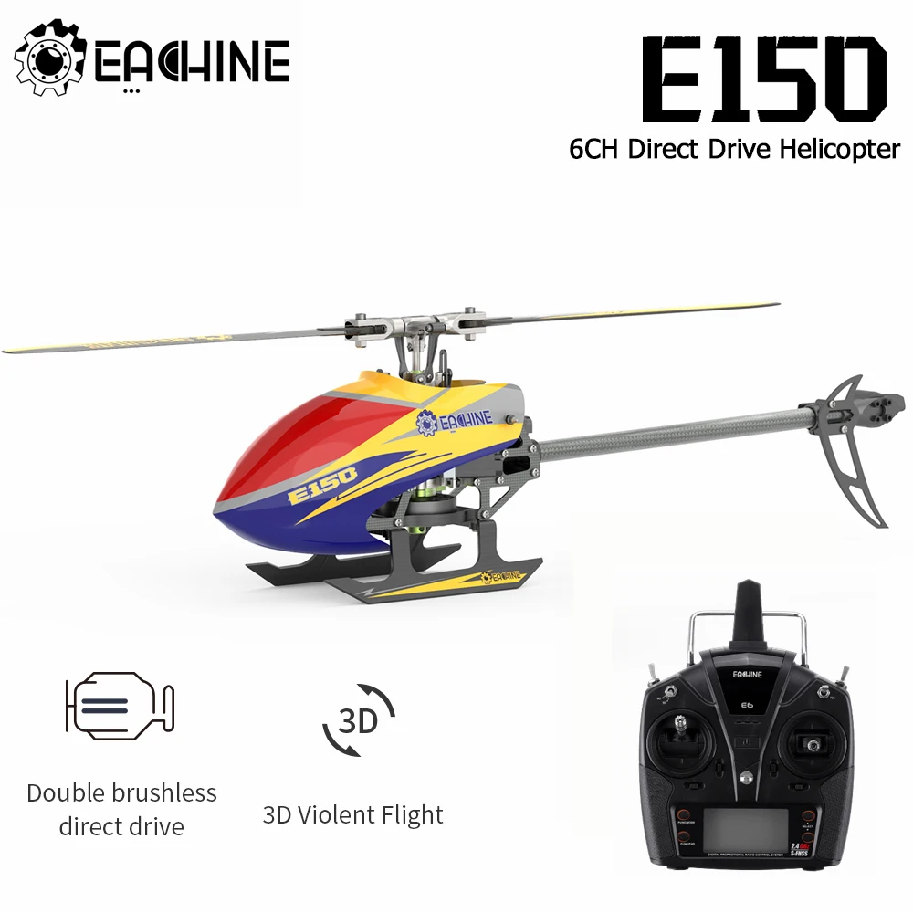Eachine E150 RC Вертолет 2.4G 6CH 6-Axis Gyro 3D6G Двойной бесколлекторный двигатель Flybarless RTF