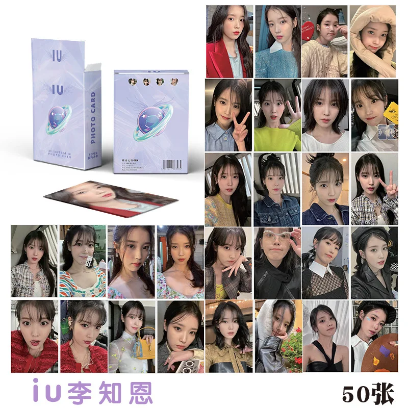 

50 шт./набор IU новый альбом Лазерная ломо-карта Lee Ji Eun Звездный герой Фотокарта коллекционные карты косплей подарок