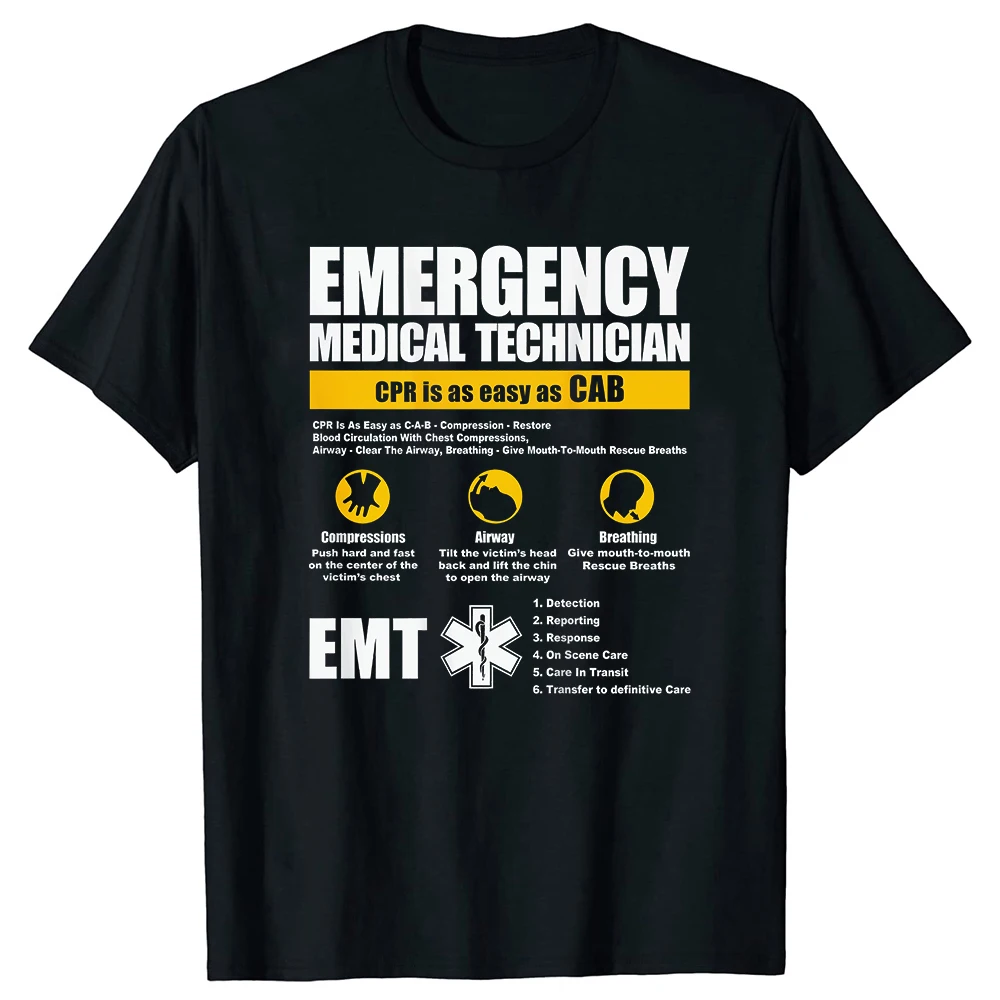 Sanitäter EMT Notfallmedizinischer Techniker CPR-Anleitung T-Shirt Kurzarm Casual 100% Baumwolle Shirt