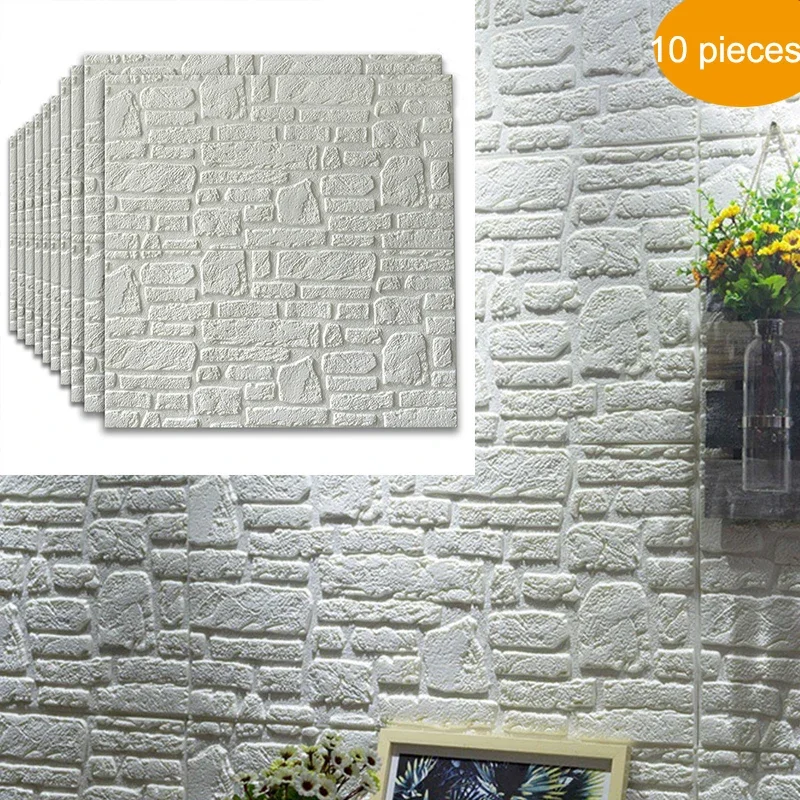 

10PCS DIY 3D Wall Stickers Bedroom Decoration Waterproof Self Adhesive Wallpaper For Living Room Kitchen Size 70*70cm