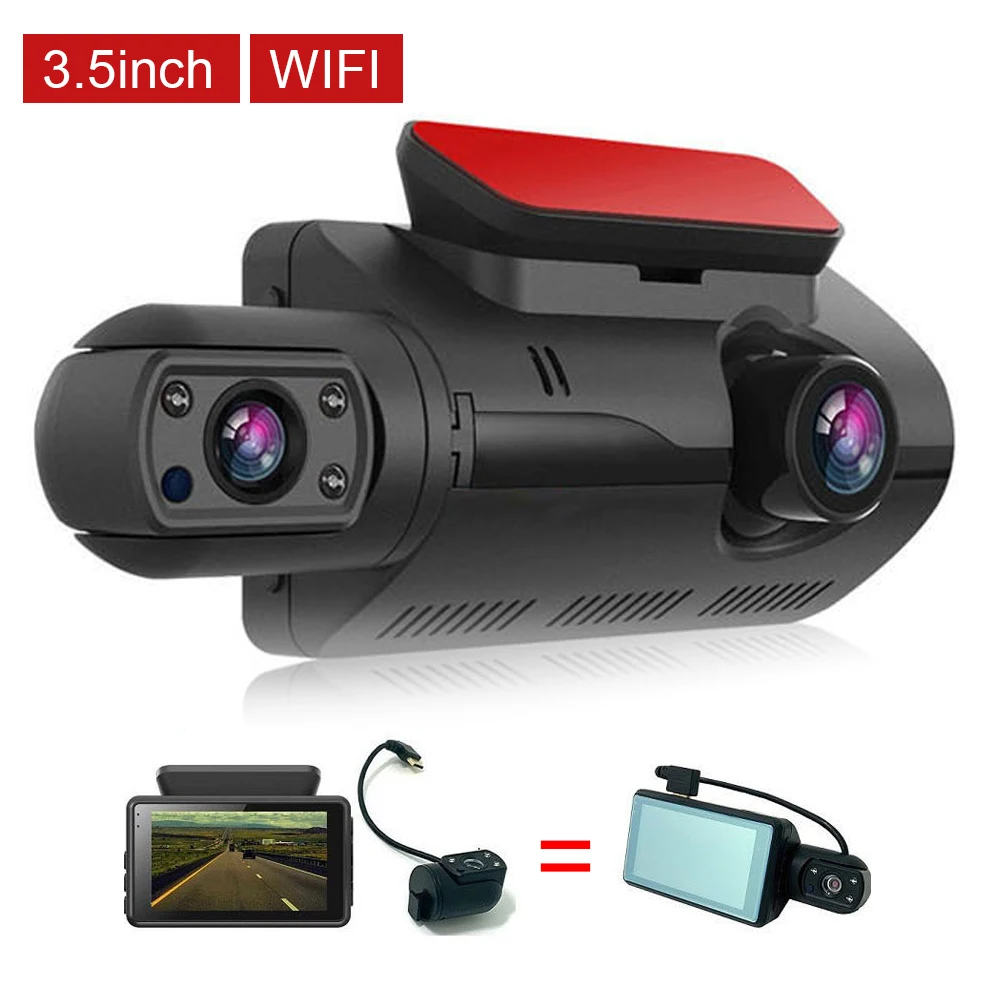 2 Lens Car Video Recorder HD 1080P Dash Cam with WIFI Car Black Box avto dvr IPS Camera Recorder Night Vision Loop Recording DVR car dvr DVR/Dash Cameras