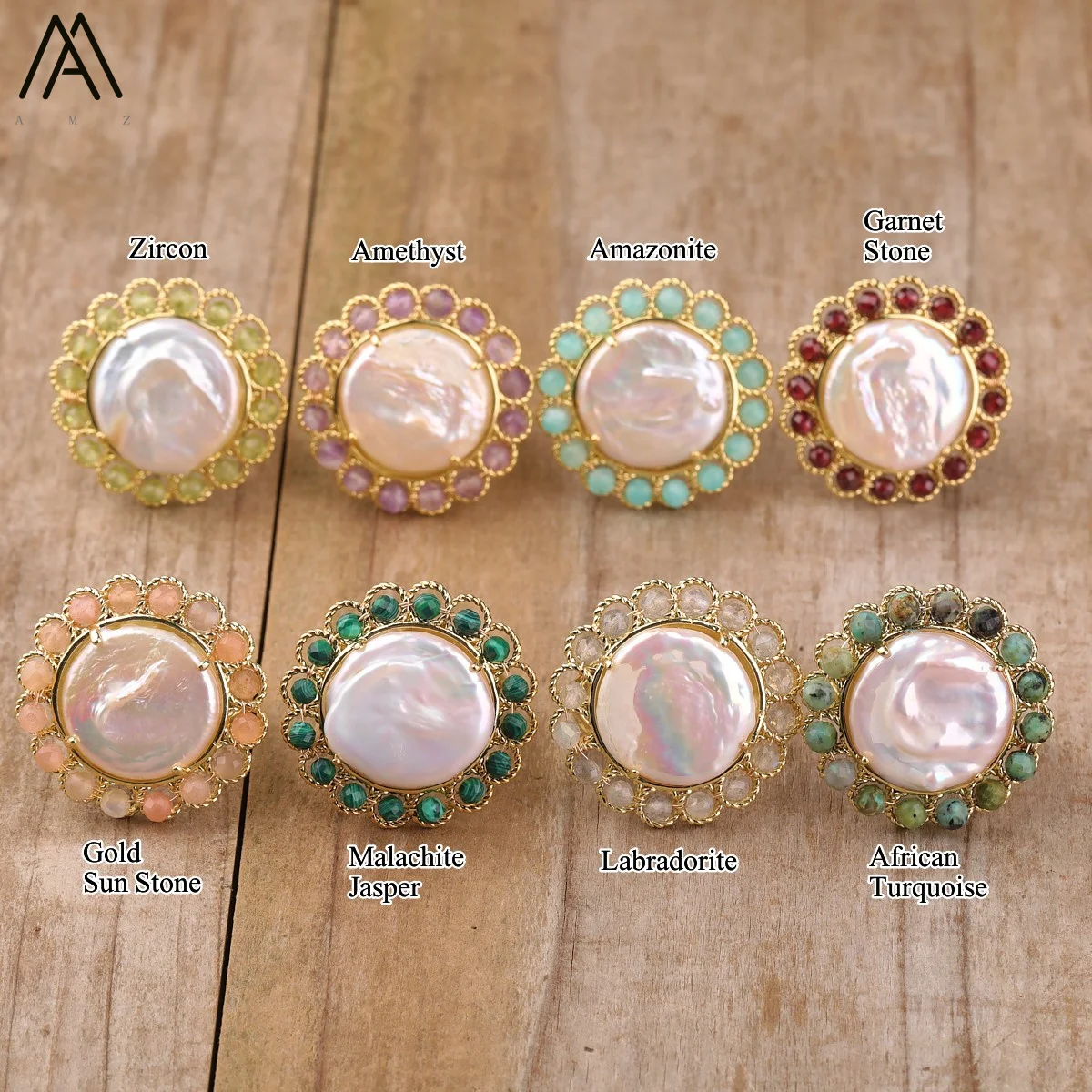 Women High Quality Pearl Finger Rings Bohemia Natural Amazonite Amethsyt Crystal Adjustable Ring Fashion Birthday Jewelry Gifts