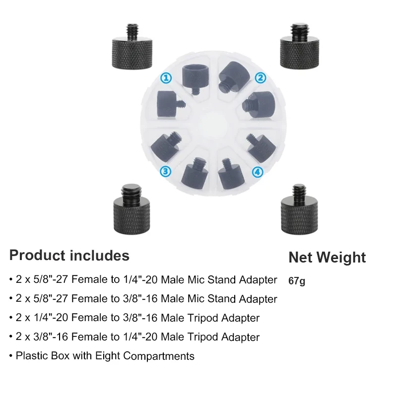 Aluminum Screw Adapter Mic Stand Tripod Mount Thread Adapter Camera Cages Access