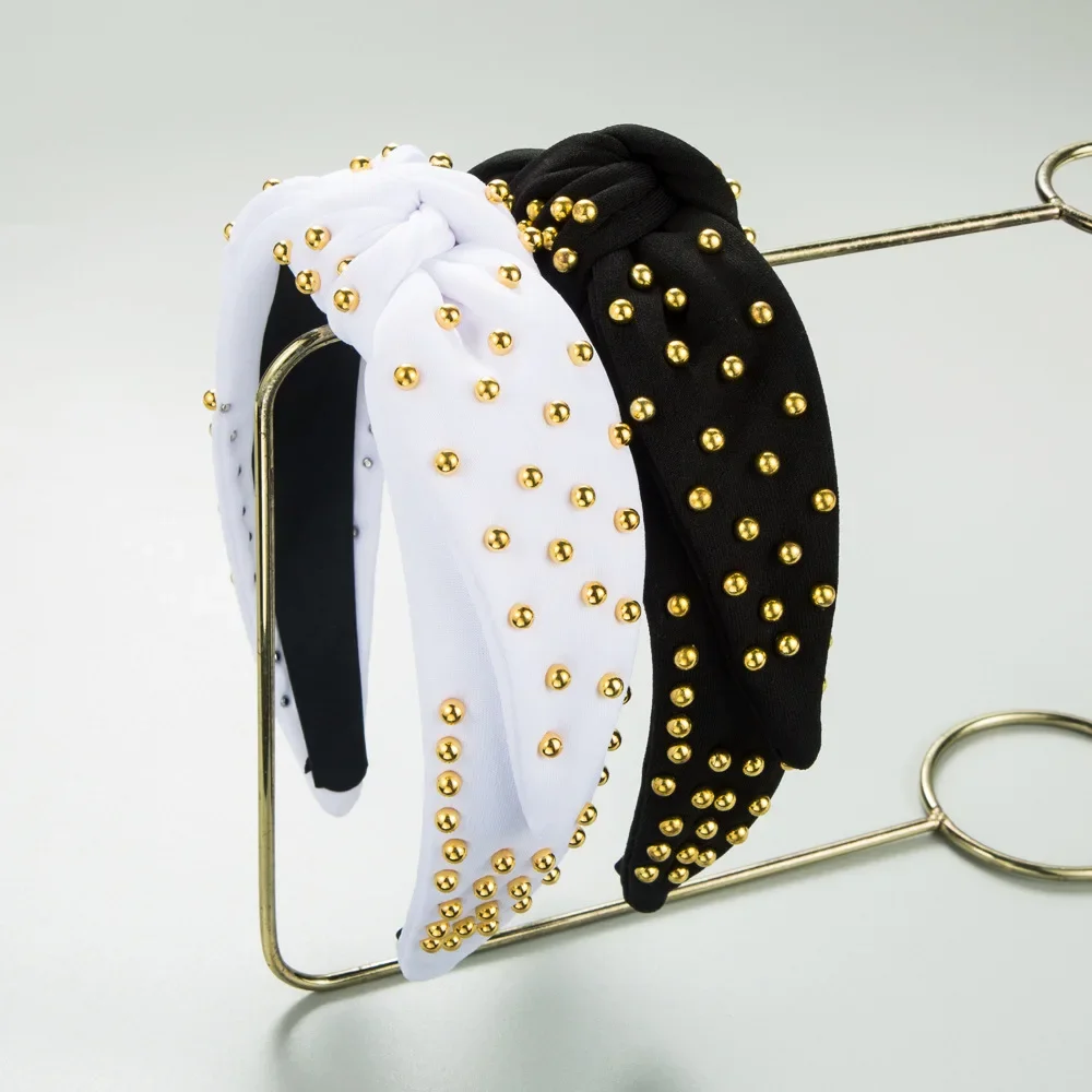 

Knotted Gold Pearl Headband European and American New Fashion Simple Headband High Quality Hair Accessories for Women
