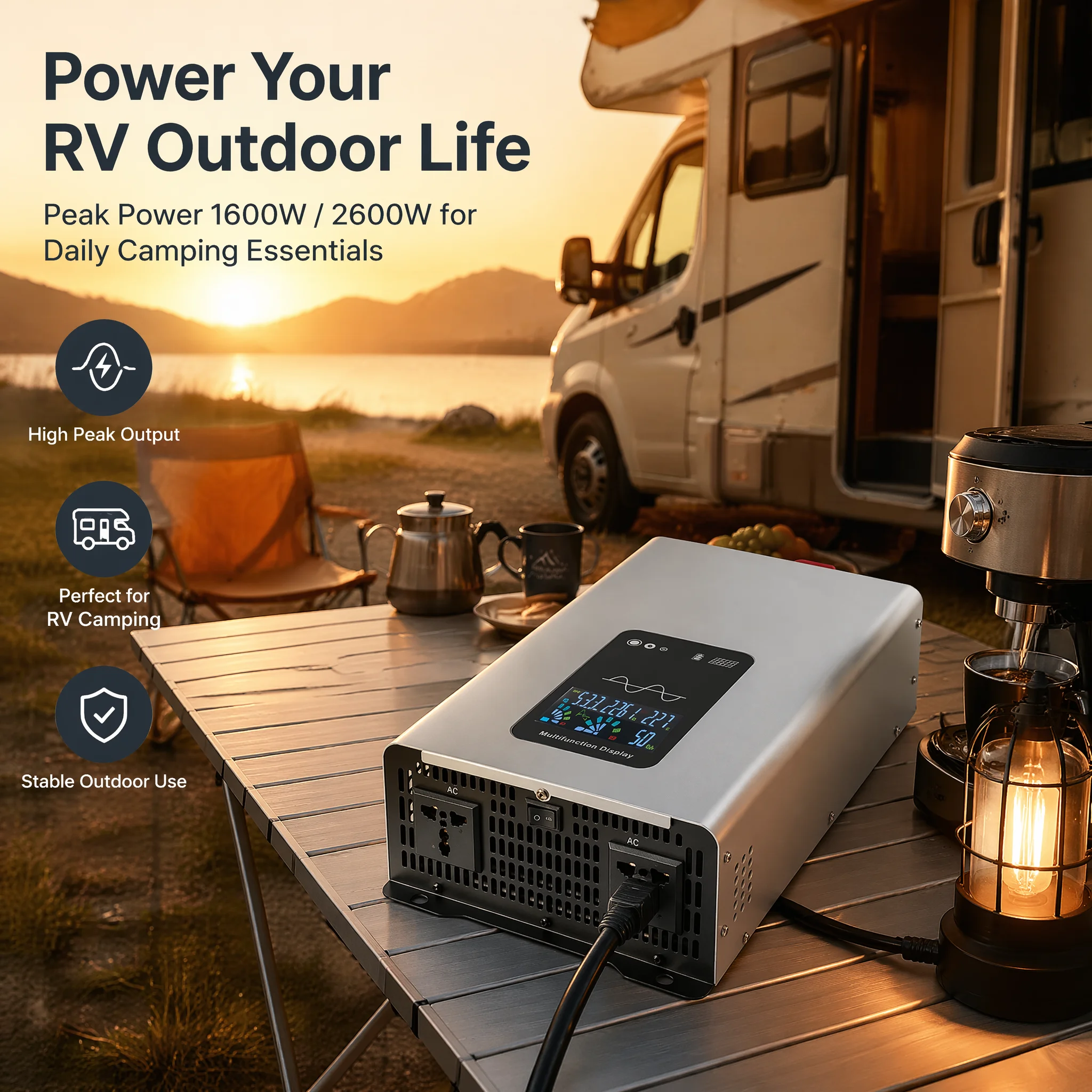 순수 사인파 인버터 800W/1300W 12V에서 110V 전력 변환기(LCD 디스플..