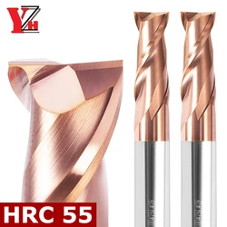YZH HRC55 End Mill CNC 2 Flutes Carbide Milling Cutter Tools 1 to 20mm CNC Machine Milling Tools