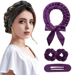 Soft Heatless Curling Headband for Effortless Waves (Purple)