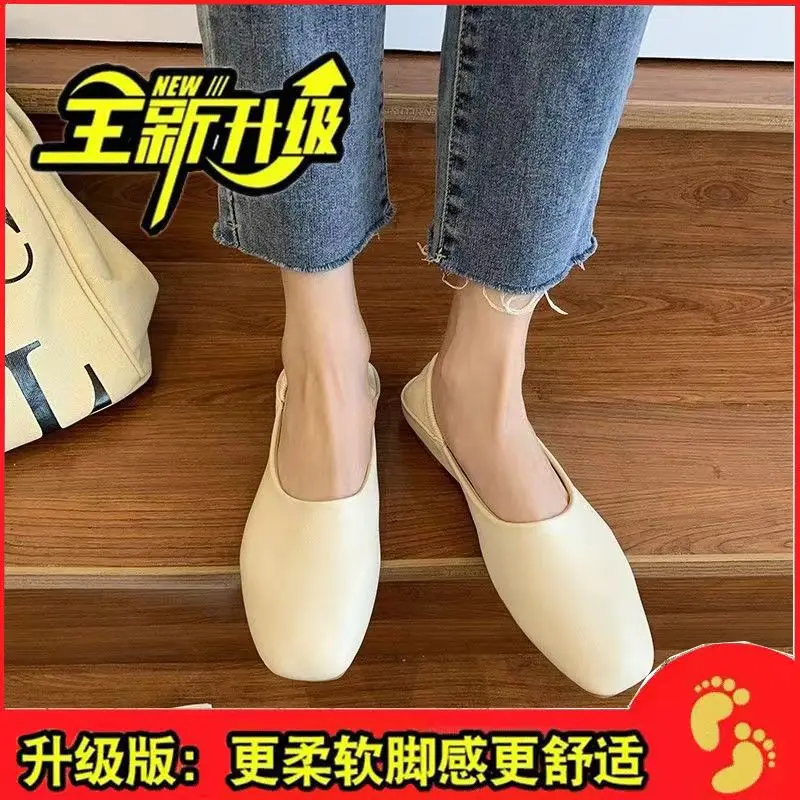 thumbnail image 1 of Zapatos de abuela 2023 Primavera y otoño Mocasines planos con punta cuadrada Mocasines sin cordones de doble propósito Ropa perezosa Boca poco profunda Un solo..., 1 of 5
