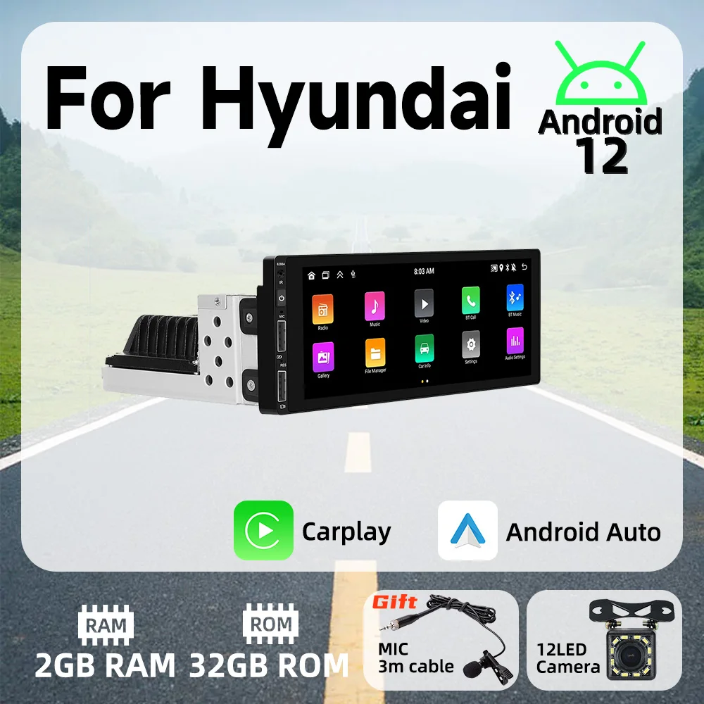 

6.9" 1Din Android Radio Car Multimedia Player for Hyundai Android Auto Stereo Head Unit Carplay Autoradio GPS Navigation BT Wifi