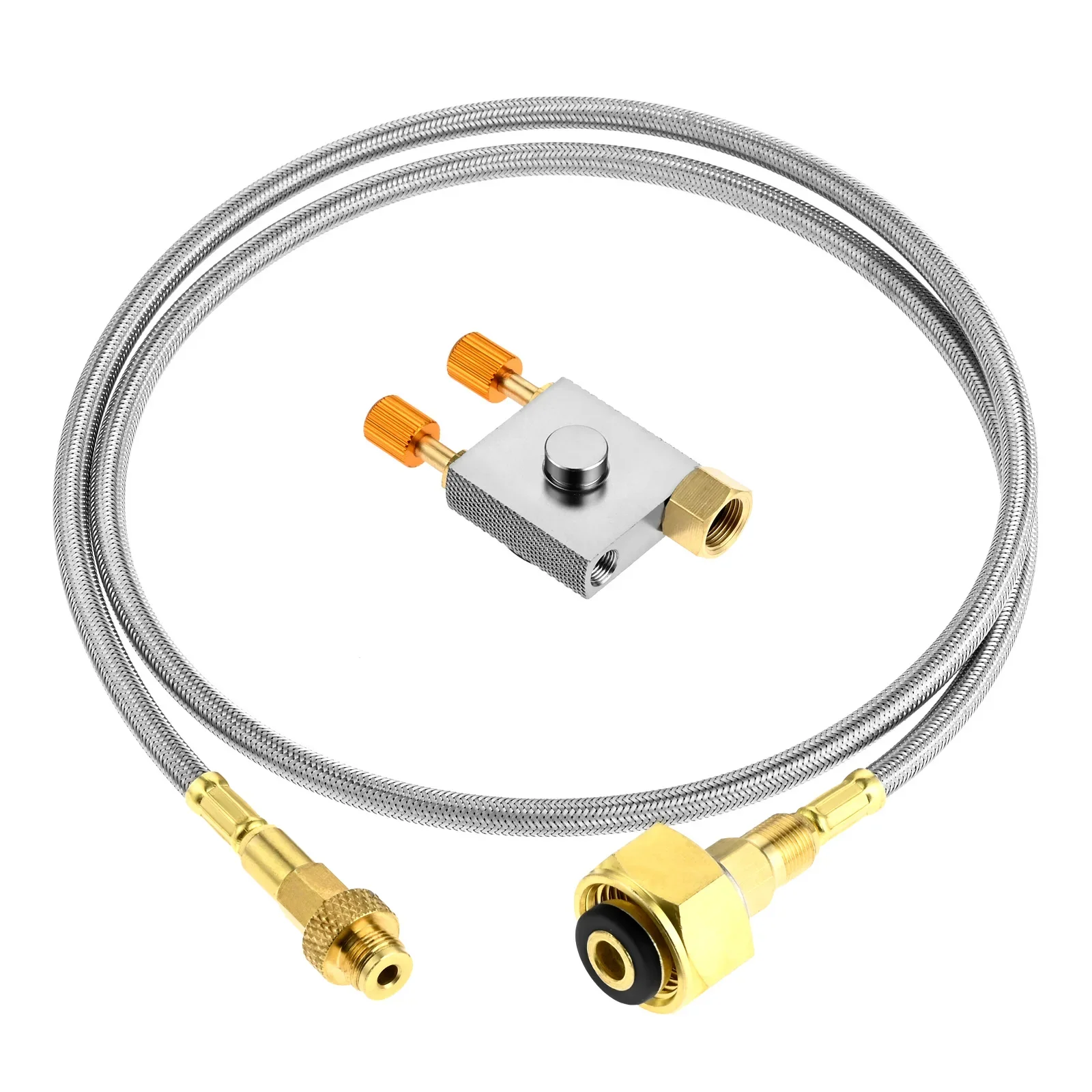 1m Air Steel Pipe with OD can CB Can Gas Adapter Kit European Standard Tank Copper Connector Outdoor Camping Refill Tool Set