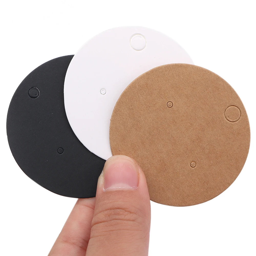 50pcs Earrings Display Cards 5x5cm Solid Round Blank Paper Cards Cardboard For Hang Price Tag Jewelry Holder Retail Packaging