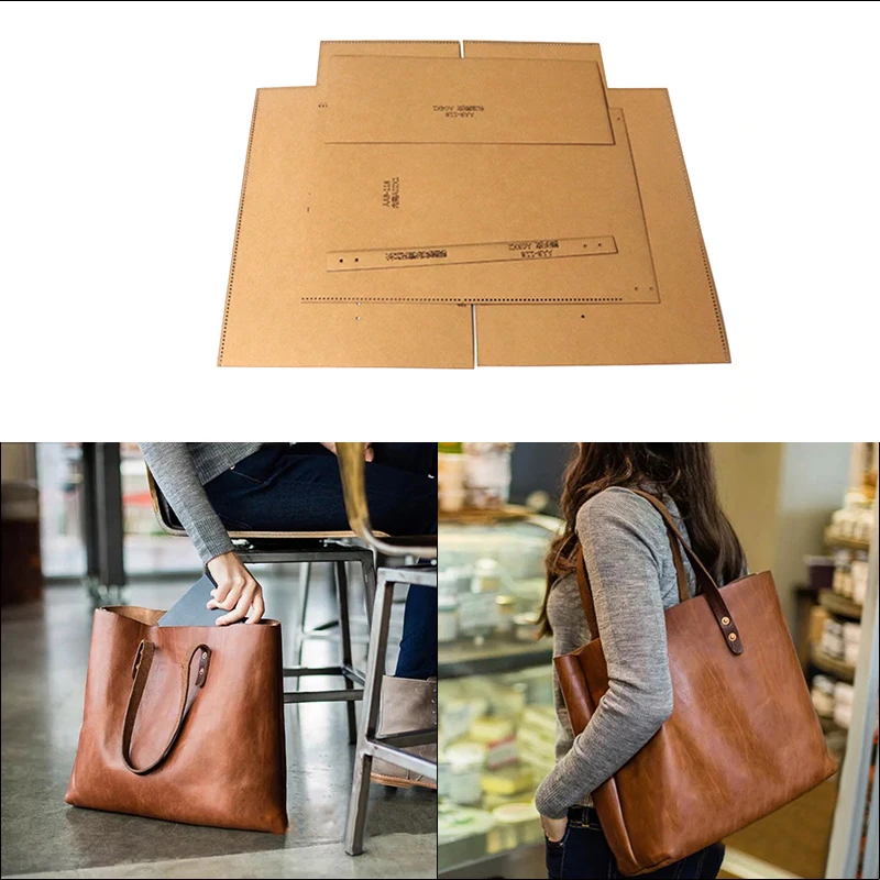 1Set Leather Craft Fashion Personality Wenwan Bag Storage Bag Sewing Pattern Hard Kraft Paper Stencil Template