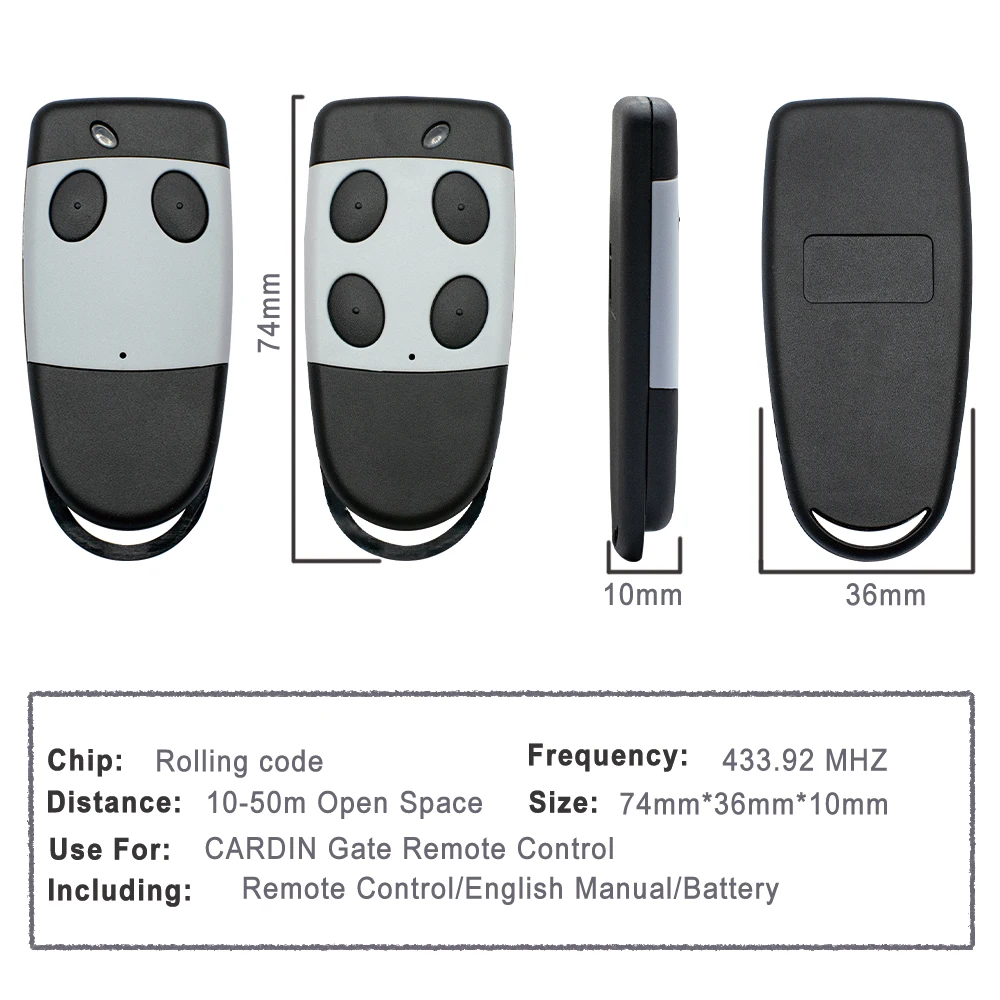 Télécommande Portail CARDIN S449-QZ4 / TXQ449400