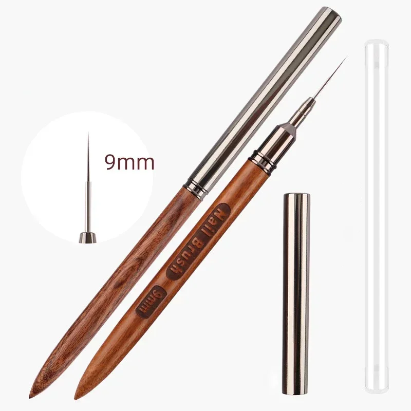 Pennello per Unghie con Manico in Legno, Pennello per Nail Art in Gel, Pennello per Disegno Linee e Strisce, Penna per Decorazione Floreale, Strumento per Manicure UV Gel da Salone - immagine 4