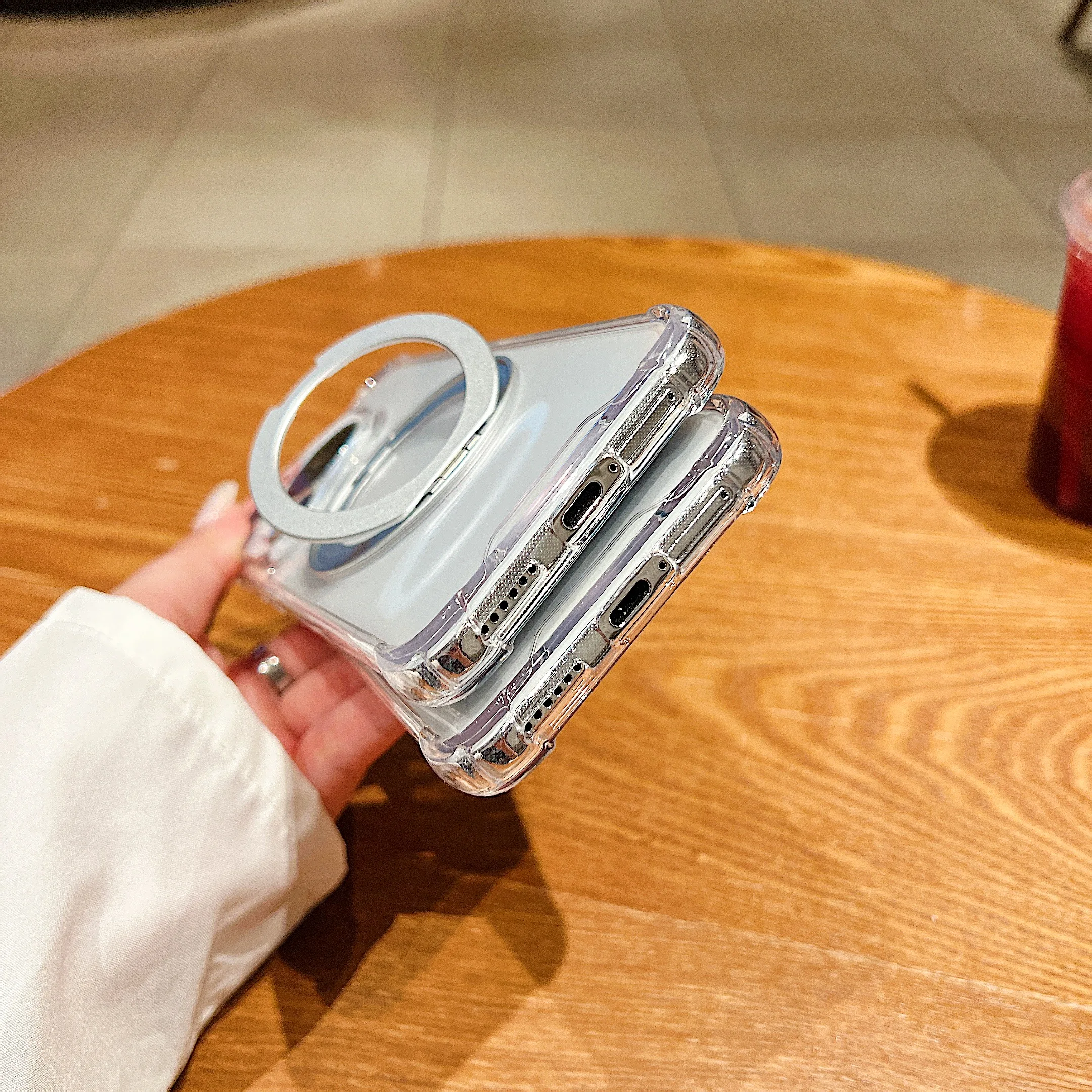Shockproof Clear Magnetic Wireless Charging Stand Case with Magsafe Compatibility