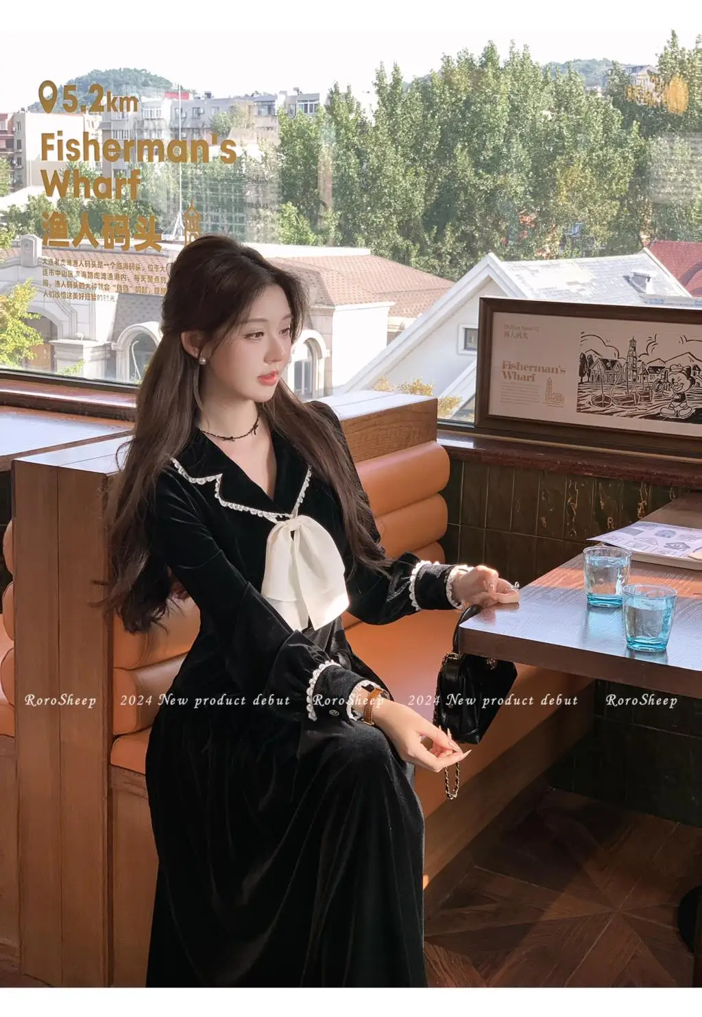 Elegant Vintage Lapel Midi Dresses for Women Bow Long Sleeve Birthday Party Dress A-line Autumn New Korean Fashion Vestido Mujer