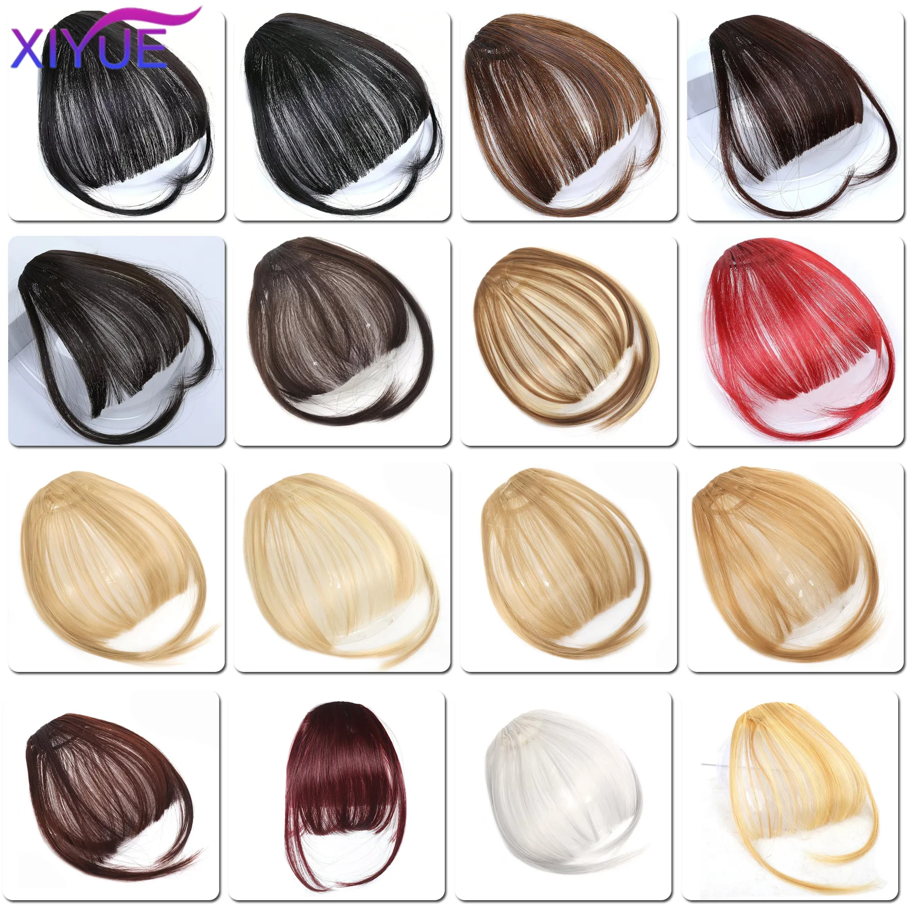 XIYUE synthesis Fake Synthetic Air Bangs Clip-In Hair Extension Fringe False Blunt Hairpiece for Women Clip In Front Hair Bangs