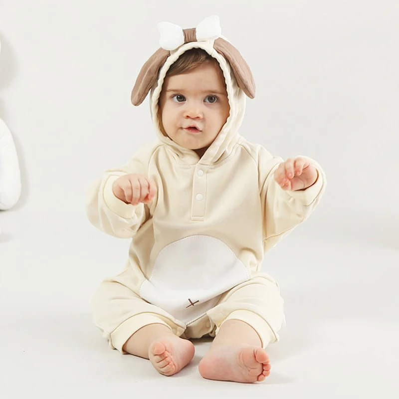 

Umorden Infant Baby Beige Hoodie Puppy Romper Costume Short Legs Jumpsuit Outfit Cotton Spring Autumn 0-24M