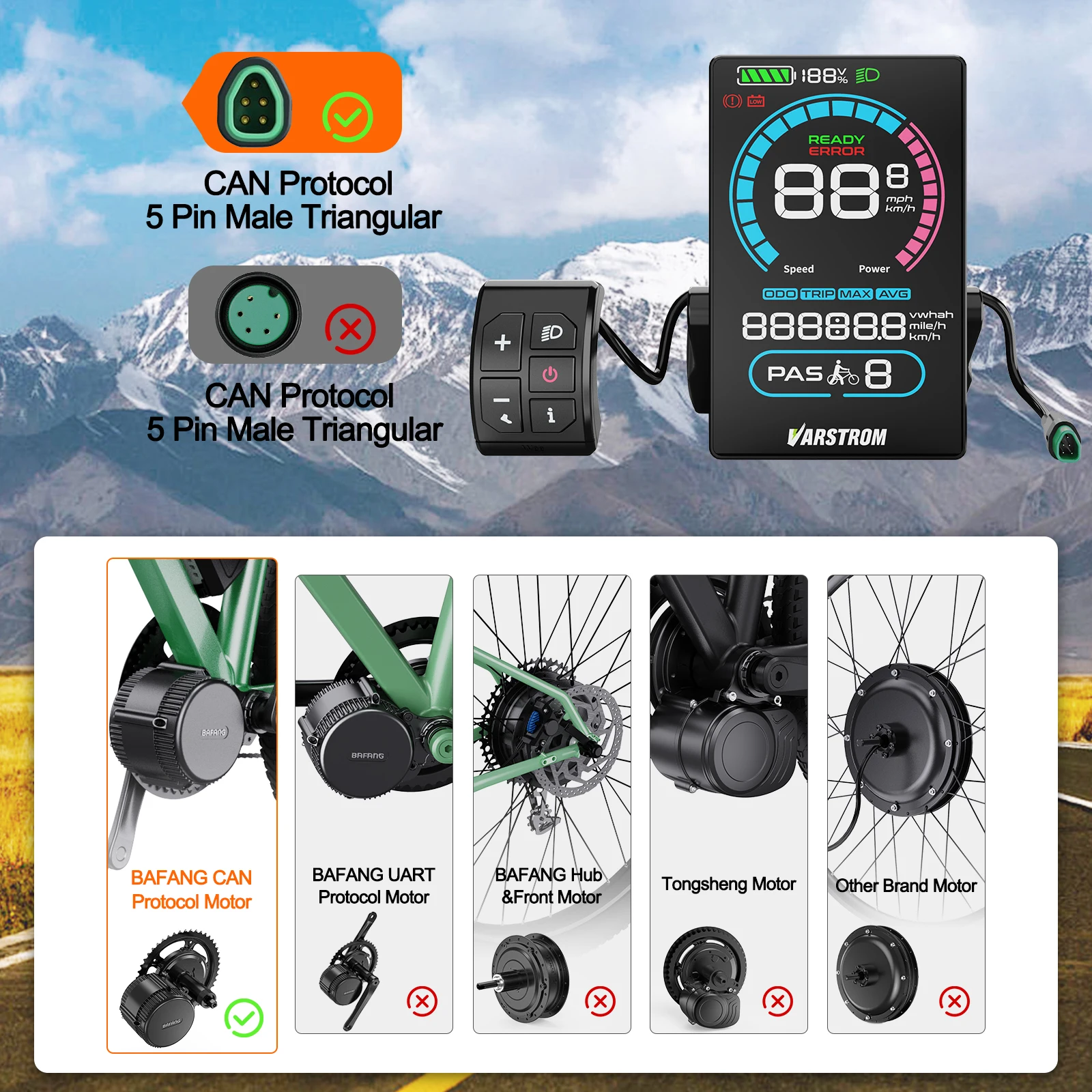 Display LCD Impermeabile IP65 Per Bici Elettrica Lahdrhab S861 – 6 Pin, Con Indicatore Batteria E Controllo Fari
