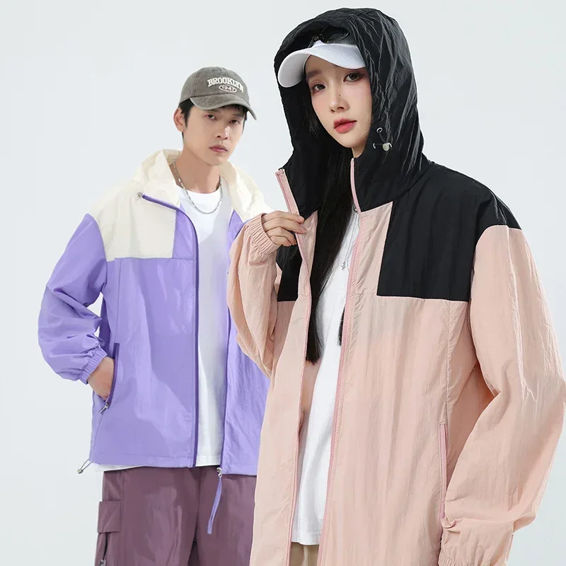 가벼운 자외선 차단 재킷 야외 하이킹 의류 여름 남성용 쿨링 UV 긴팔 후드 셔츠 여성용 낚시 코트 커플용