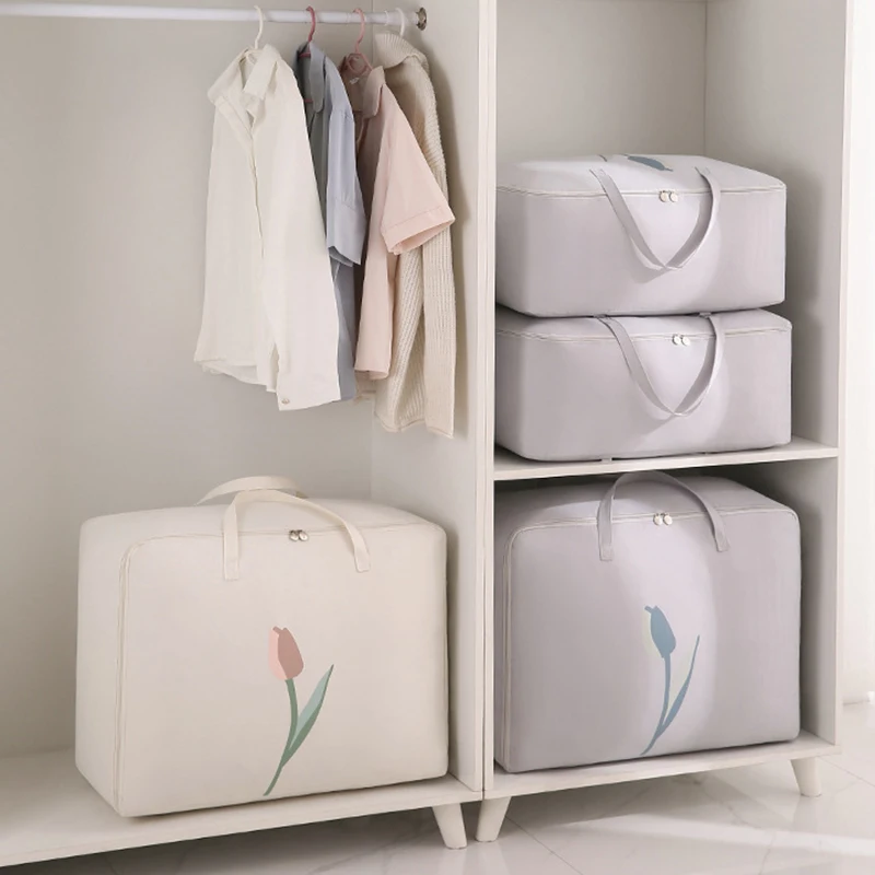 Large Thickened Duvet Quilt Bag Oxford Foldable Storage Bags Blanket Clothes Organizer Closet Travel Moving Bags Zipper Open 6