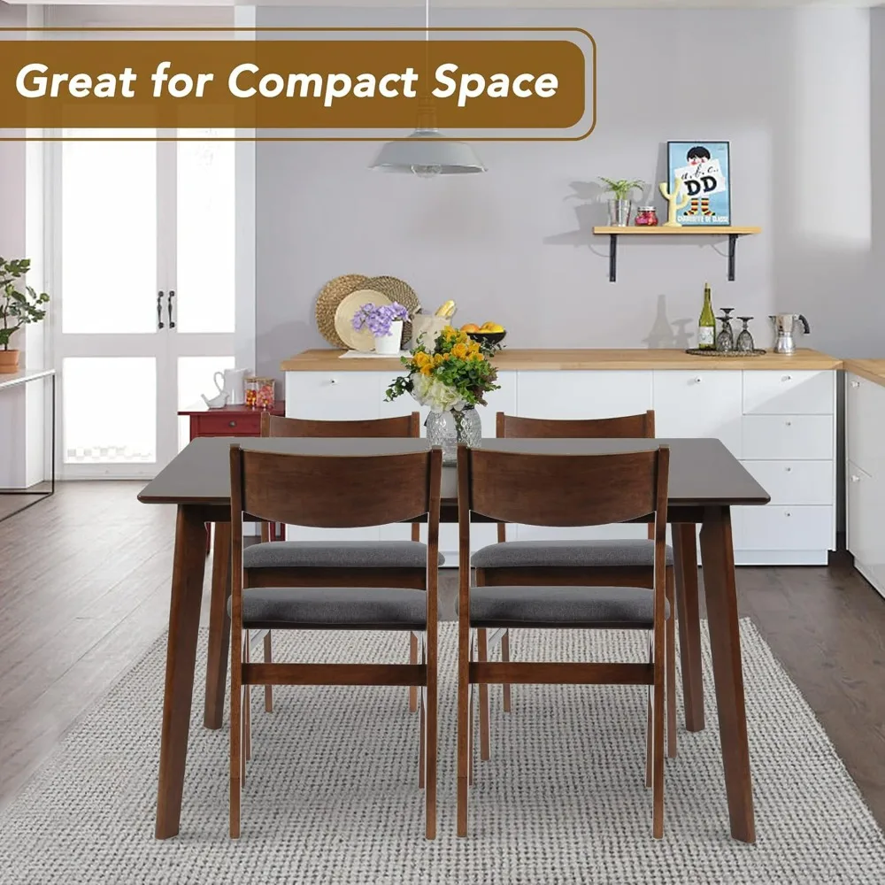 Dining Table Set for 4, Mid Century Dining Set, Kitchen Table and Chairs for Breakfast Nook and Small Space, Dinner Table 2