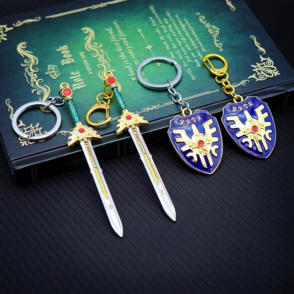 12cm Dragon Quest Sword & Shield Keychain - Game-Inspired Accessory