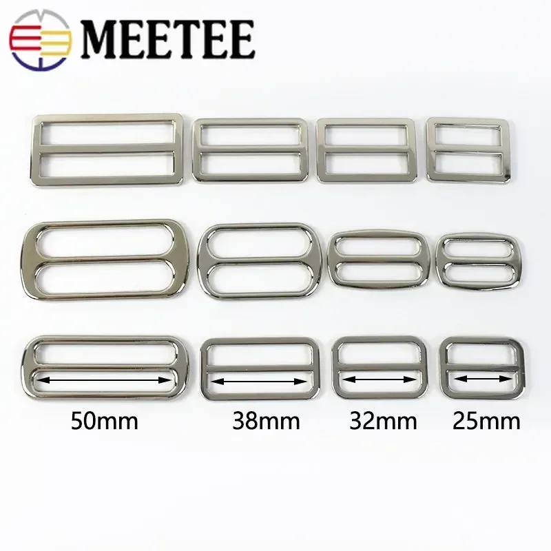 Metal Buckles 5/10Pcs 25/32/38/50mm Tri Glide Ring Buckle Webbing Strap Adjuster Clasp Hooks for Bag