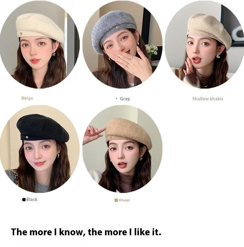 2024 Herbst und Winter Koreanische Ausgabe Internet Celebrity Fashion Baskenmütze Double Wear Vielseitiger Knospenhut Show Face Kleine Malermütze Weiblich_voghion.com