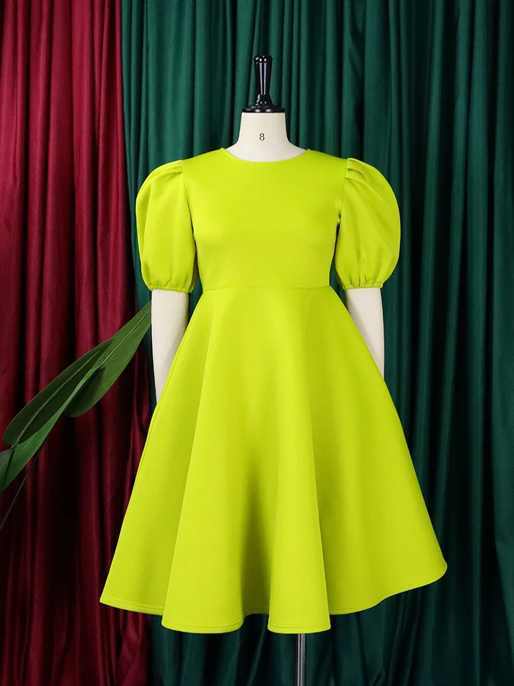 Wmstar Party Dresses for Women Sexy Puff Sleeve Solid Maxi Dress Big Hem Club Outfits New In Summer Wholesale Dropshipping S-3XL