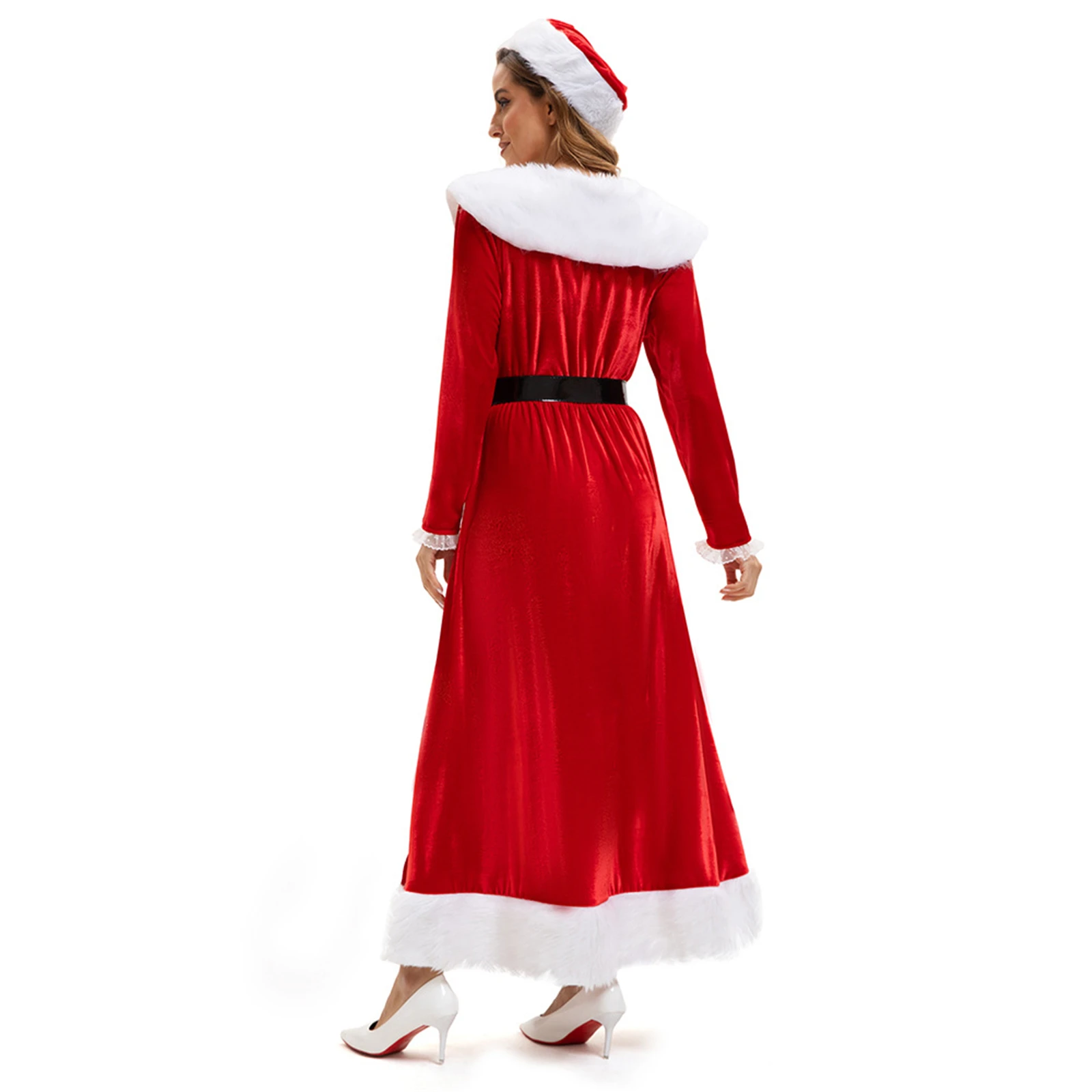 Robe Mère Noël Vintage Manches Longues avec Bonnet – photo 8