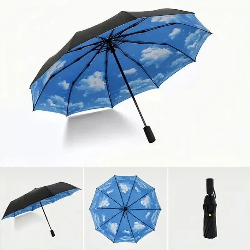 Manual Umbrella Fully Manual Umbrella Female Strong Compact Windproof Uv Resistant Beach Girl Parasol Folding Parasol Men's Women