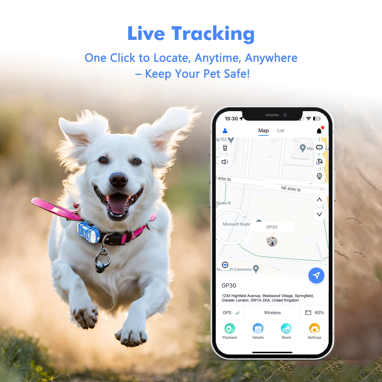 Dog Cat GPS Tracker Unlimited Distance Tracking Waterproof 4G Locator Pet Anti-theft