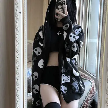 Skull Print Hoodie for Women