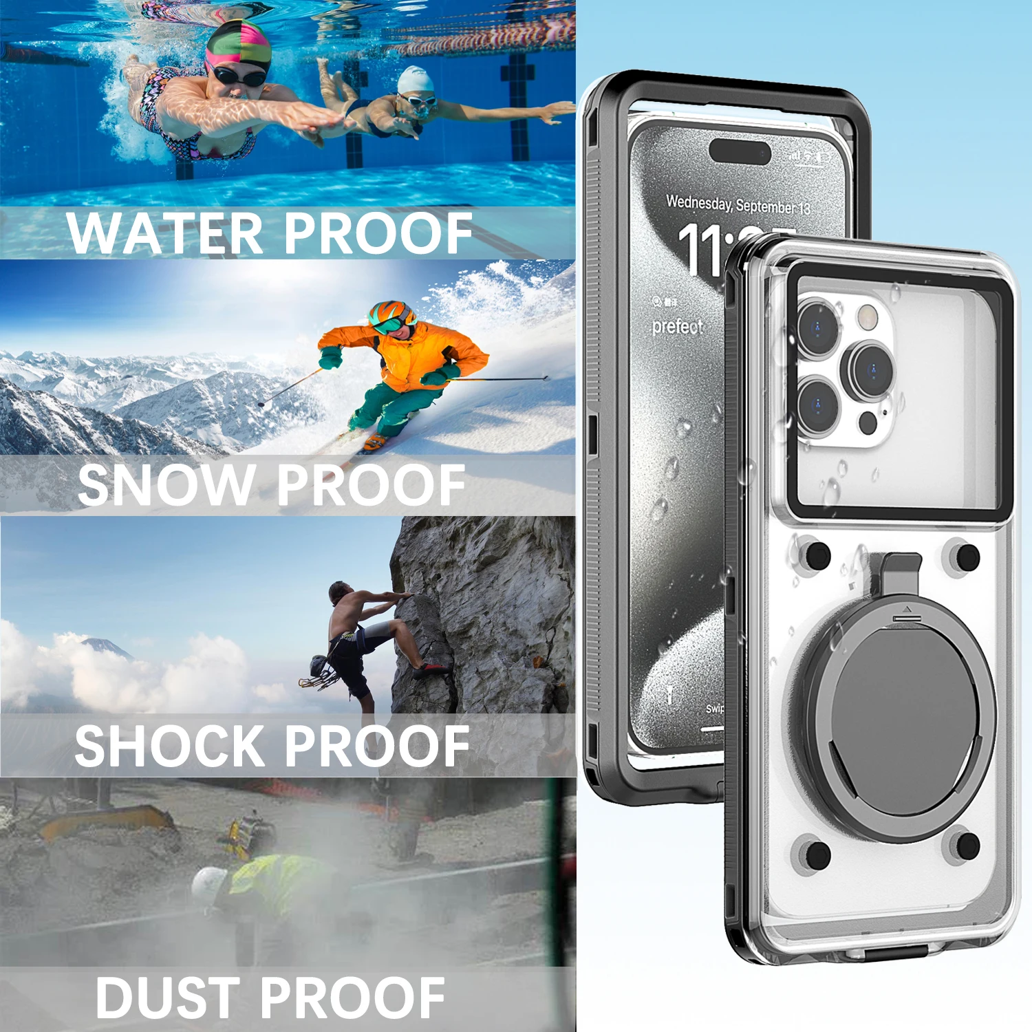 Shellbox Universal Waterproof Case for iPhone 15 Pro Max S24 Ultra Note 20 Mate 60 OnePlus 12 Meuzu 21 Redmi Note 13 Pro Plus