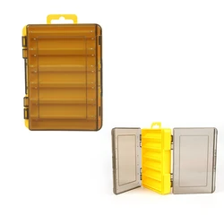 Double-Sided Fishing Tackle Organizer with 12 Compartments - High-Quality Portable Outdoor Bait Storage Box (Yellow G690B)