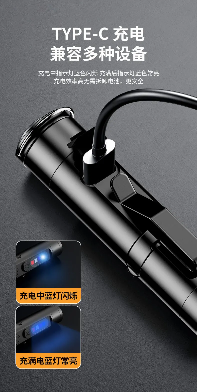 1-5PCS Taclite Mini Flashlight Rechargeable Magnetic LED Tactical Flashlight Emergency Torch with Hat Clip Super Brighten Campin