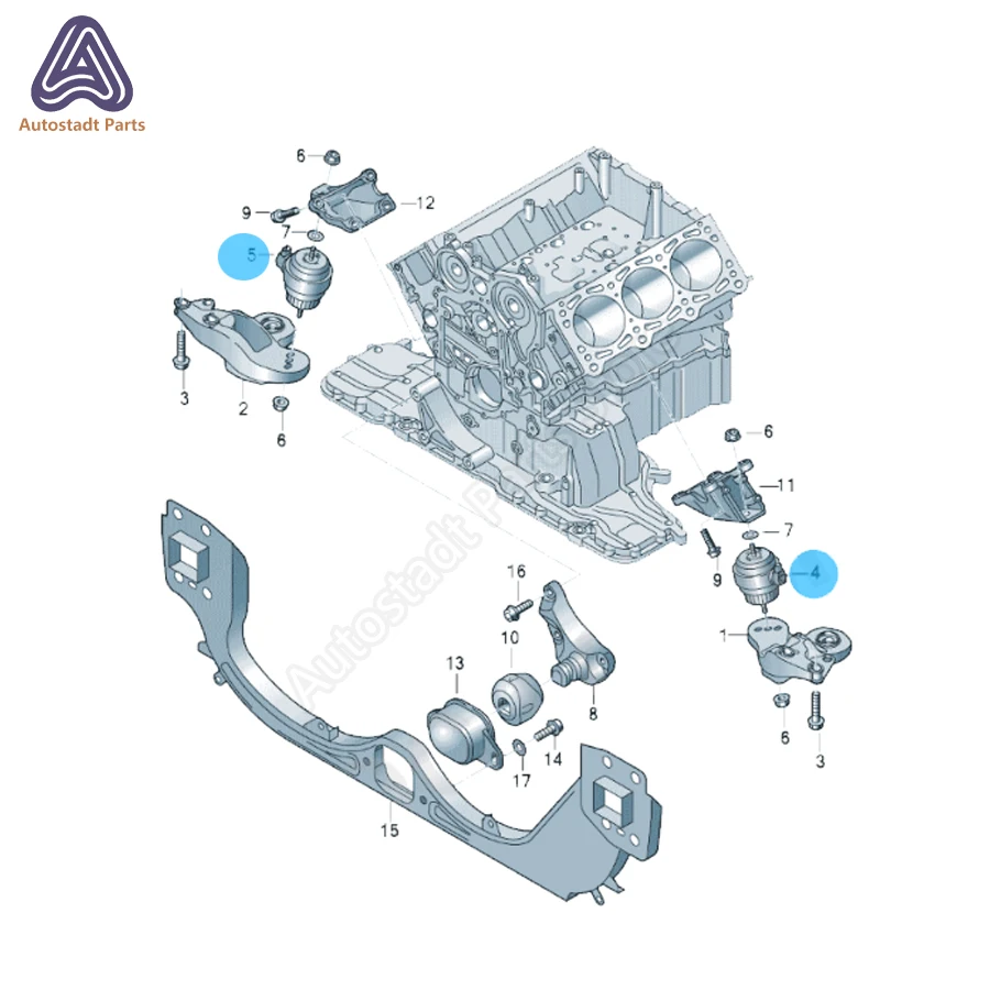 4F0199379BH 4F0199382BL Suitable for Audi A6 A6L C6 Engine Bracket 2.7 2.8 3.0 3.2 4F0 199 379 382 Motor Bracket Kit