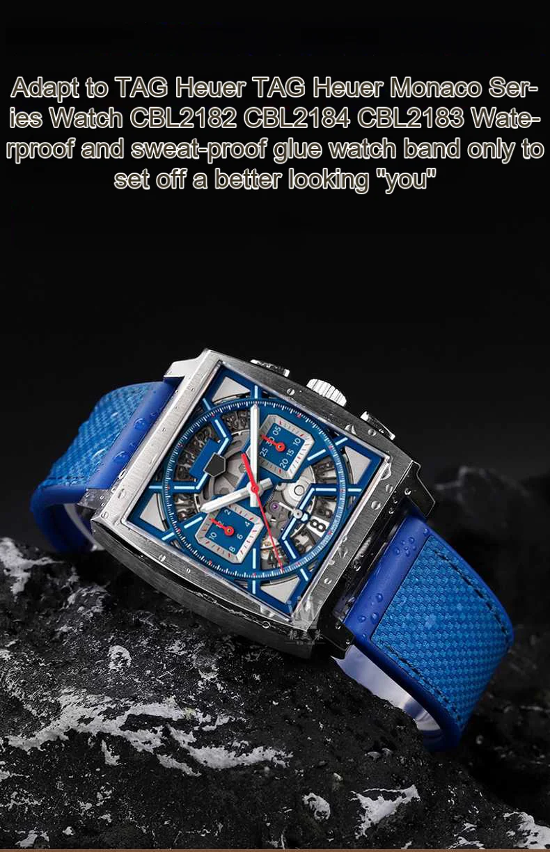 Rubber Silicone Watch Band 22mm for TAG Strap Heuer Monaco Speed Series CBL2184 CBL2183 Sports Waterproof Bracelet Watchband