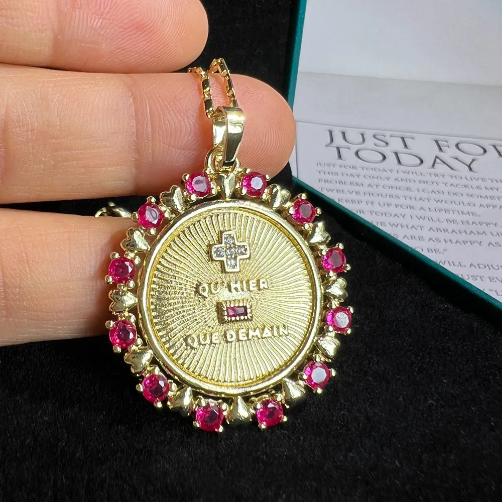Trendy French Love Token Pendant Necklace for Valentine's Day Gift Cubic Zirconia Love Token Charm Necklace Jewelry for Women 6