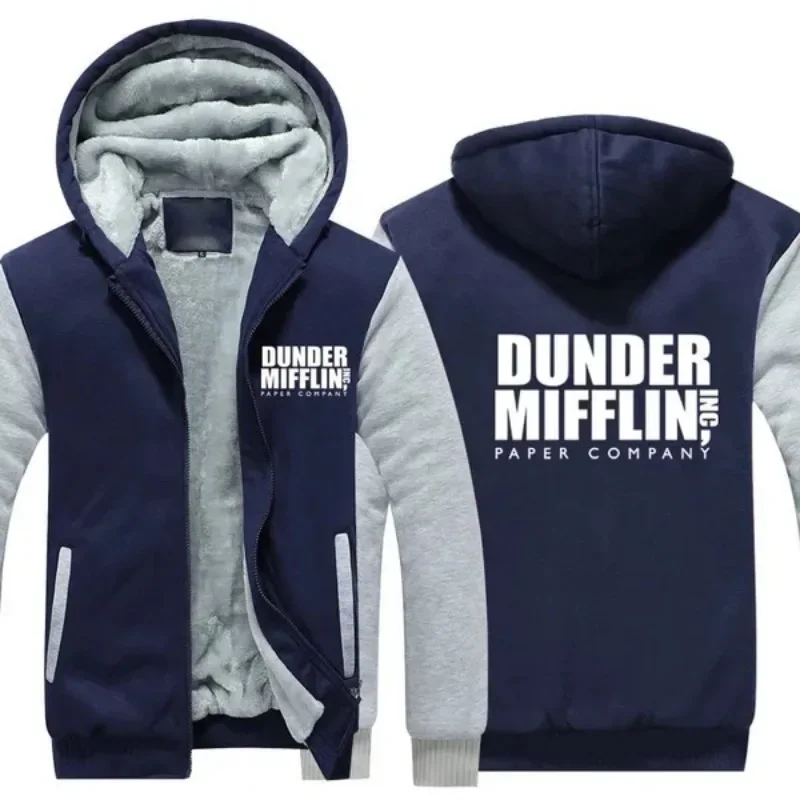 

New Usa Tv Movies Dunder Mifflin Thicken Hoodie Paper Company Winter Warm Fleece Hoodie Thicken Coat Tops Polyester Jackets