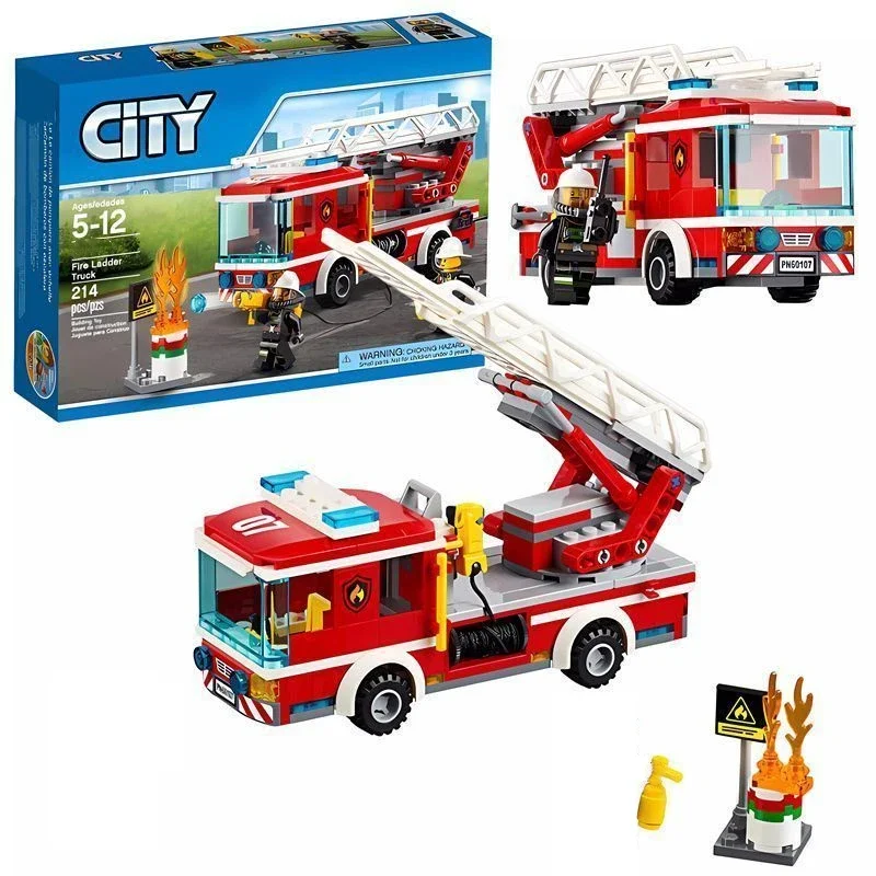 

City Series Fire Ladder Truck Compatible with 60107 Building Blocks Bricks Education Toys for Children Birthday Christmas Gift