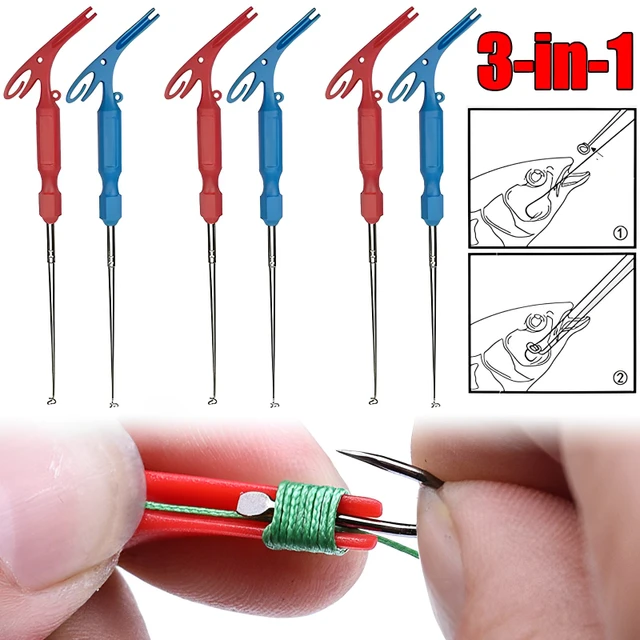 Decoupling Device Tie Fast Knot Tying Tool Fly Fish Fishing Line Tyer With  Hook Eye Cleaner Silver Fishing Gear Hook Remover